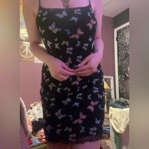 vintage y2k urban outfitters butterfly black mini dress ! size s